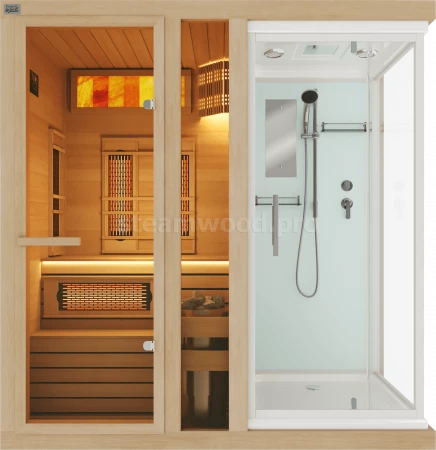 Одноместная комбинированная сауна Comfort из кедра с Душевой кабиной