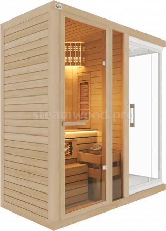 Одноместная комбинированная сауна Comfort из кедра с Душевой кабиной