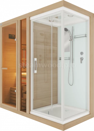 Одноместная комбинированная сауна Comfort из кедра с Душевой кабиной